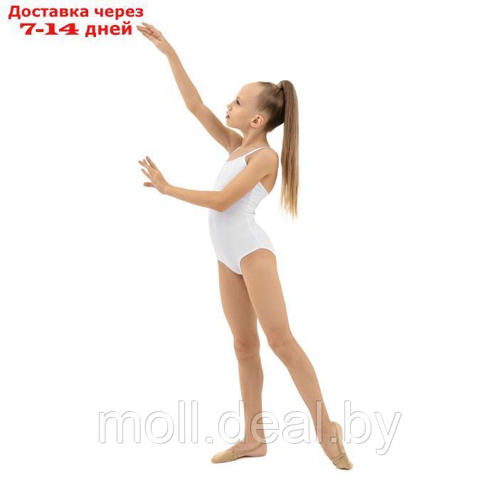 Купальник гимнастический на тонких бретелях, х/б, цвет белый, размер 28 - фото 8 - id-p198321383
