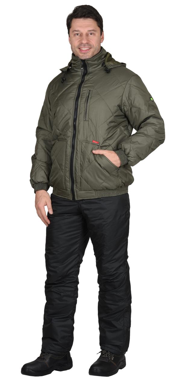 Куртка СИРИУС-ПРАГА-ЛЮКС короткая с капюшоном, оливковая
