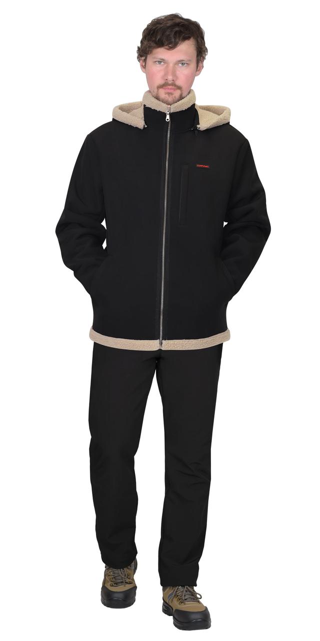 Куртка СИРИУС-ШТУРМ мужская с капюшоном демисезонная, черная