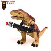 Динозавр радиоуправляемый T-Rex, стреляет ракетами, работает от батареек, цвет коричневый