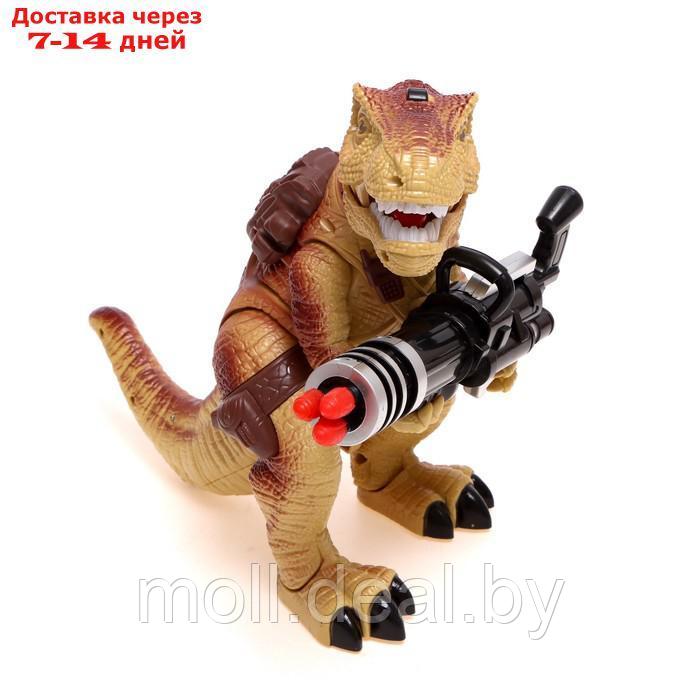 Динозавр радиоуправляемый T-Rex, стреляет ракетами, работает от батареек, цвет коричневый - фото 2 - id-p198322685