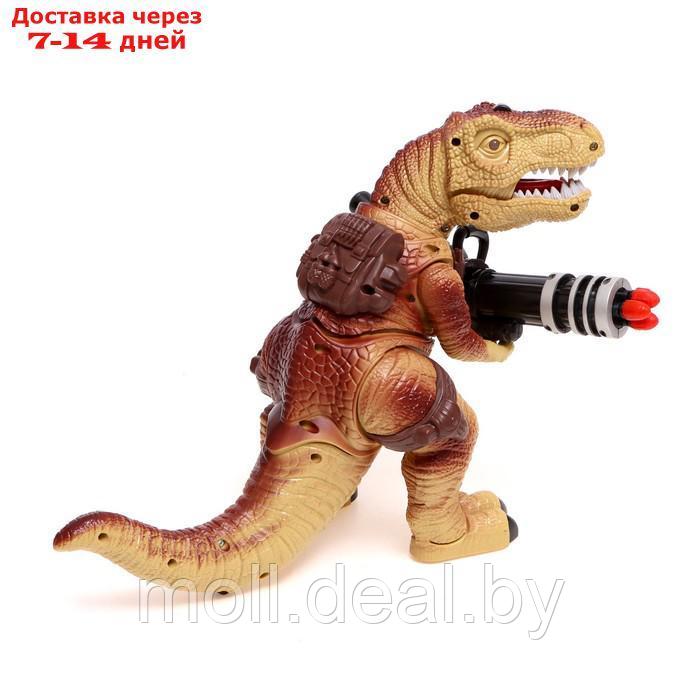 Динозавр радиоуправляемый T-Rex, стреляет ракетами, работает от батареек, цвет коричневый - фото 3 - id-p198322685