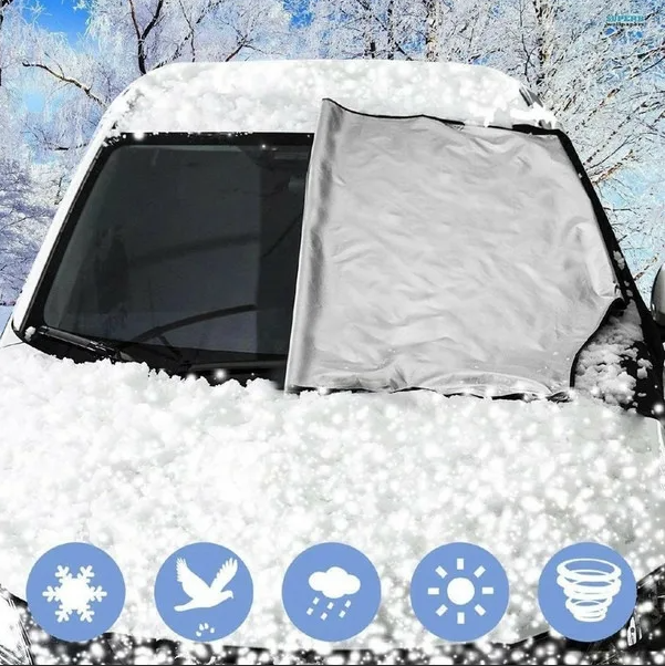 Защитный двухсторонний чехол / накидка с присосками на лобовое стекло Winter Windshield Cover 140 х 70 см - фото 3 - id-p198377523