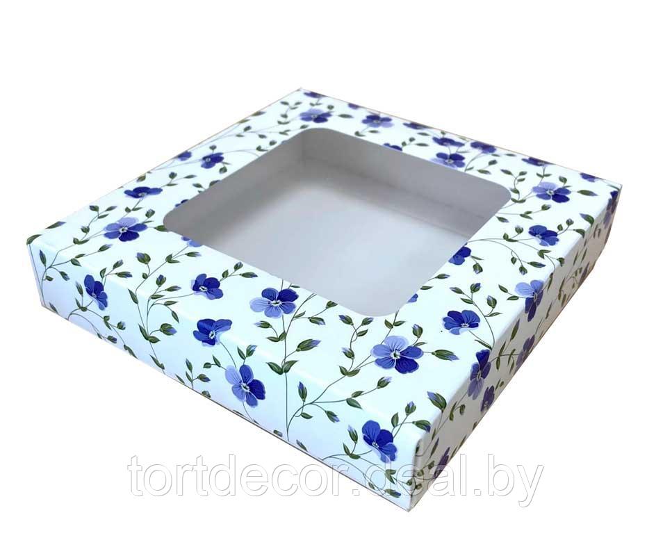 Коробка для пряников белая в Цветы 155x155x35 - фото 1 - id-p198377653