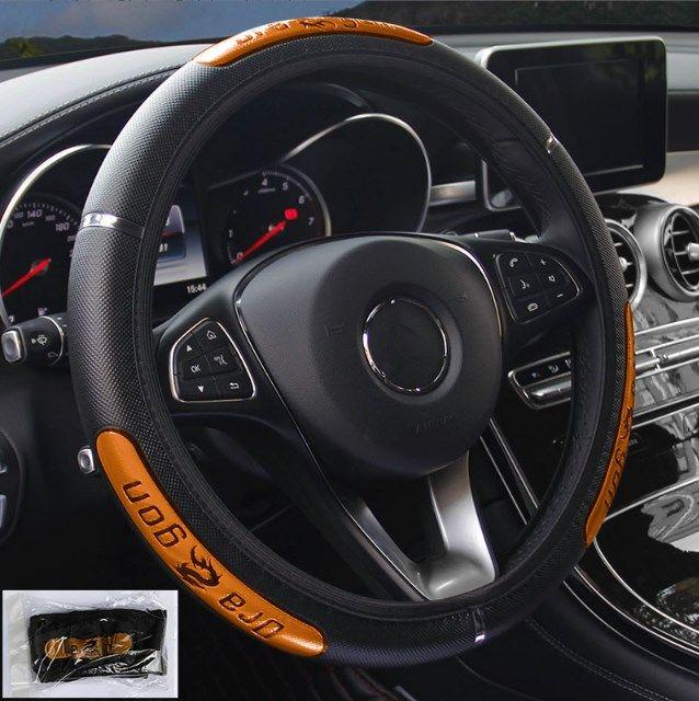 Оплетка - чехол Dragon Premium на руль автомобиля (37-39 см). Оранжевый Дракон - фото 5 - id-p198377763