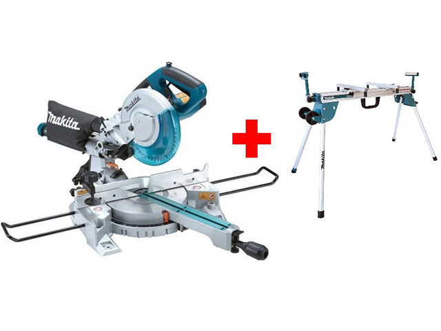 Торцовочная пила MAKITA LS 0815 FLN в кор. + Стол для торцовочной пилы (DEAWST06) (1400 Вт, 216х30.0 мм, глуб. - фото 1 - id-p198381801