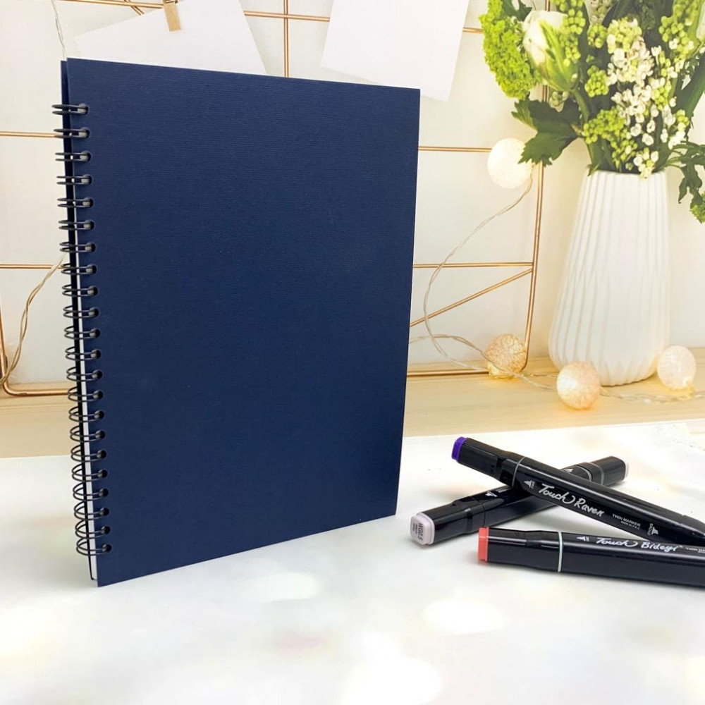Скетчбук блокнот "Sketchbook" с плотными листами для рисования (А5, белая бумага, спираль, 40 листов), синий - фото 9 - id-p198377706