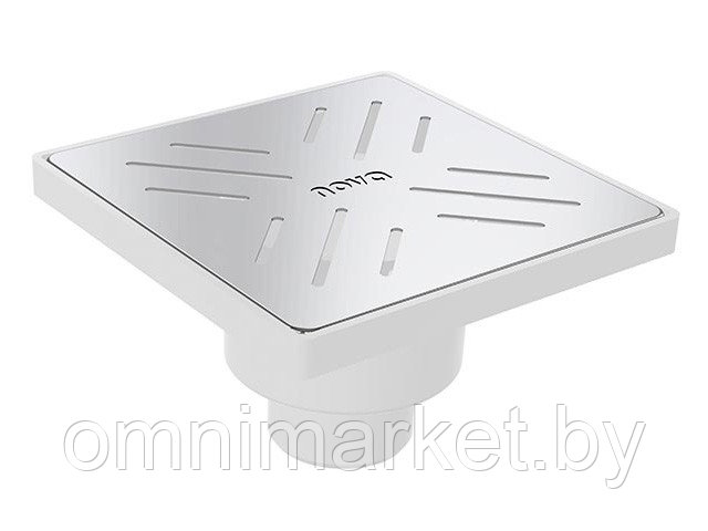 Сливной трап вертикальный D 50, с сухим затвором, решетка нерж. 150х150 мм, NOVA