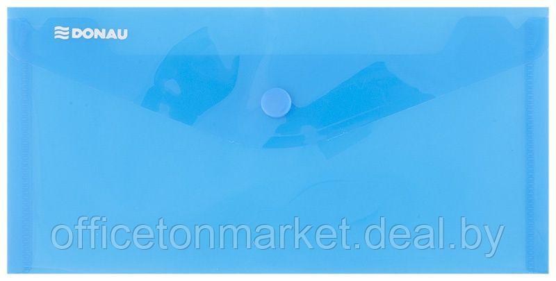 Папка-конверт на кнопке "Donau DL", dl, прозрачный синий