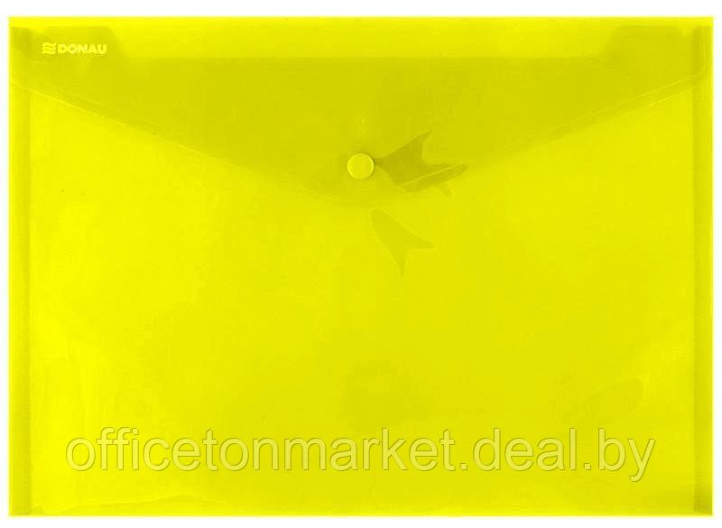 Папка-конверт на кнопке "Donau", A4, желтый прозрачный - фото 1 - id-p197355077