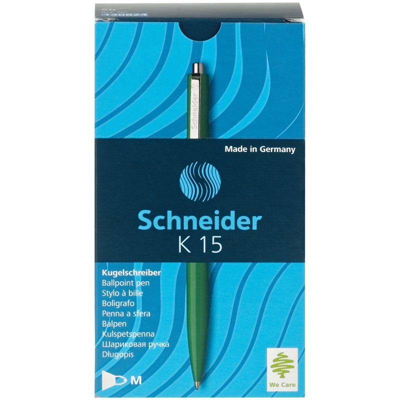 Ручка шариковая автоматическая Schneider "K15" синяя, 1,0мм, корпус зеленый, ш/к 130824 - фото 1 - id-p198420472