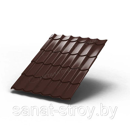 Металлочерепица МП Монтеррей (ПЭ-01-8017-0.4) RAL 8017 Коричневый шоколад, фото 2