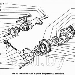 Масляный насос и привод распределителя зажигания ГАЗ-71 - фото 1 - id-p198466745