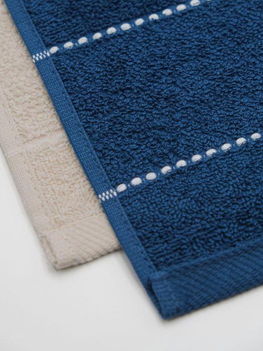 Набор полотенец для ванной махровые банные синий бежевый подарочный комплект в баню 4 штуки - фото 8 - id-p197922391