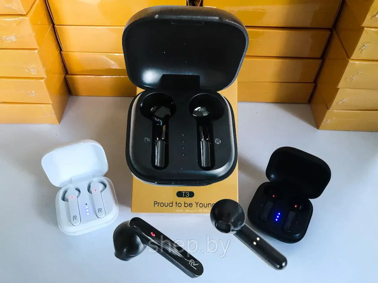 Беспроводные сенсорные Bluetooth наушники с зарядным кейсом Realme T3 Черные (Люкс Копия) - фото 1 - id-p198489210