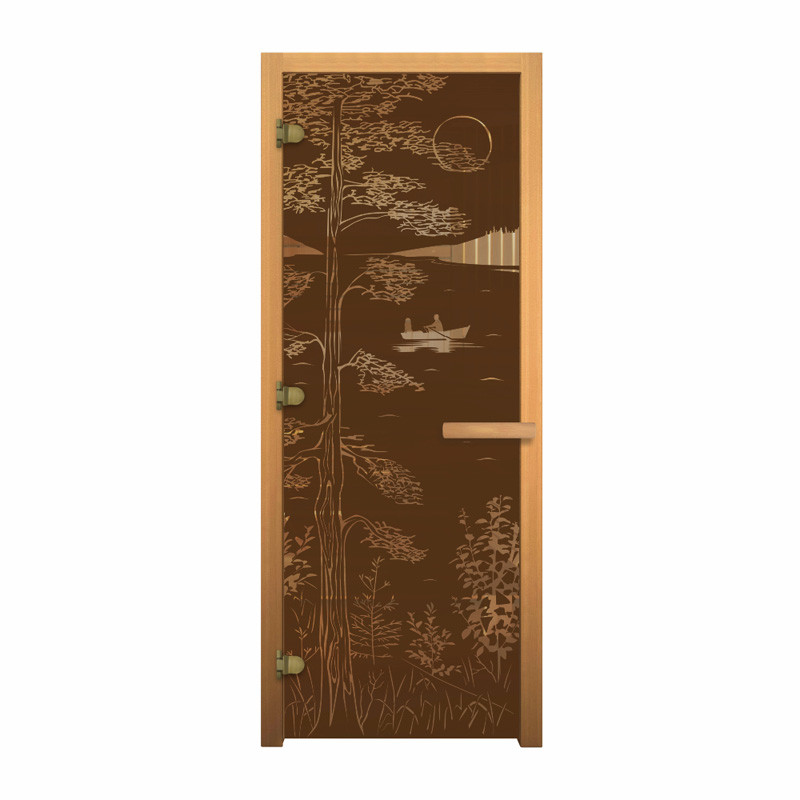 Дверь стеклянная Бронза Матовая Тайга 1900х700мм (8мм) левая - фото 1 - id-p198500905