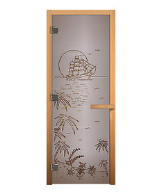 Дверь стеклянная Сатин Матовая Лагуна 1900х700мм (8мм) правая