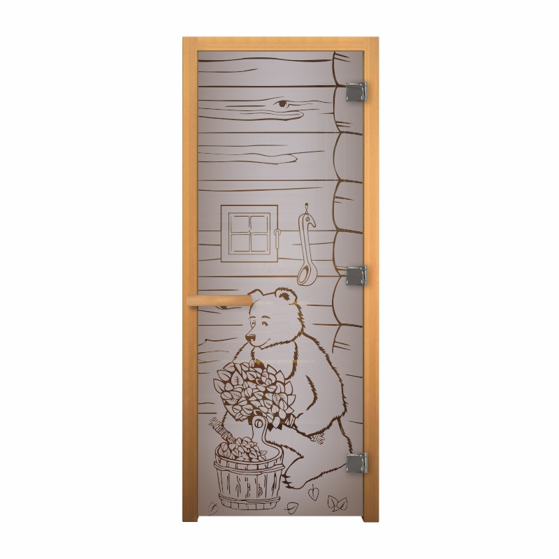 Дверь стеклянная Сатин Матовая Мишка 1900х700мм (8мм) правая