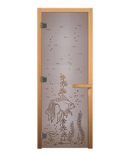 Дверь стеклянная Сатин Матовая Рыбка 1900х700мм (8мм) правая