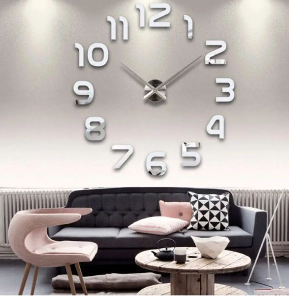 Часы настенные «Сделай сам» арабские цифры, серебро, от 80 см., фото 1