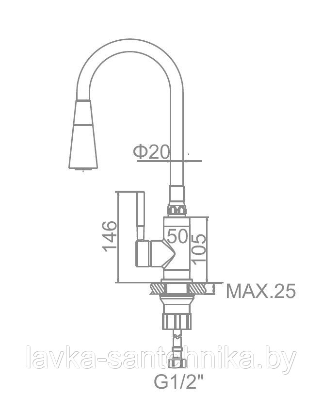 Смеситель для кухни LEDEME L4199-9 с гибким изливом (хром/серый) - фото 2 - id-p198510587