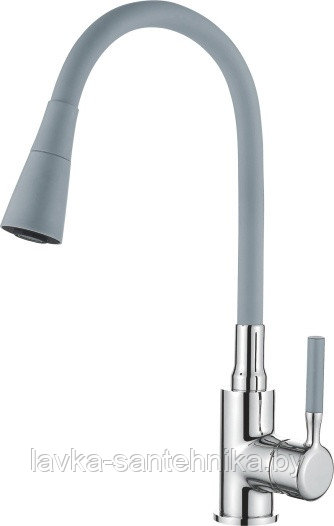 Смеситель для кухни LEDEME L4199-9 с гибким изливом (хром/серый)