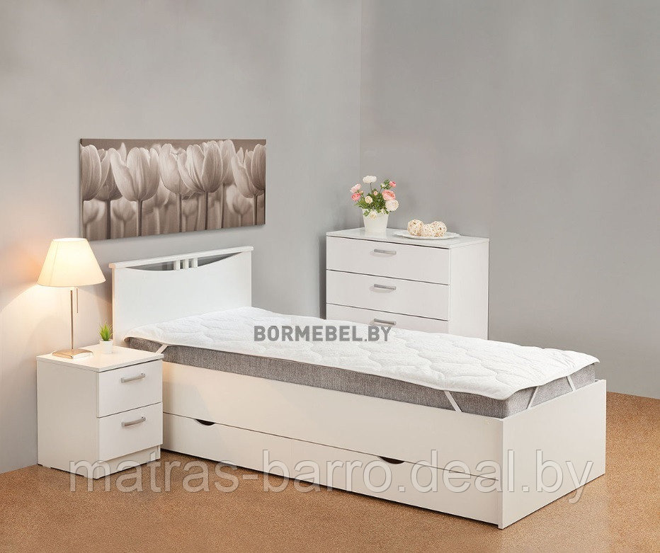 Односпальная кровать Мелисса 90 с ящиками (цвет белый) - фото 1 - id-p123159533
