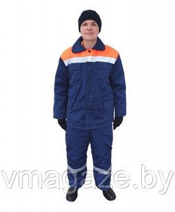 Куртка утеплённая "Урал" тёмно-синий/оранжевый (без капюшона)