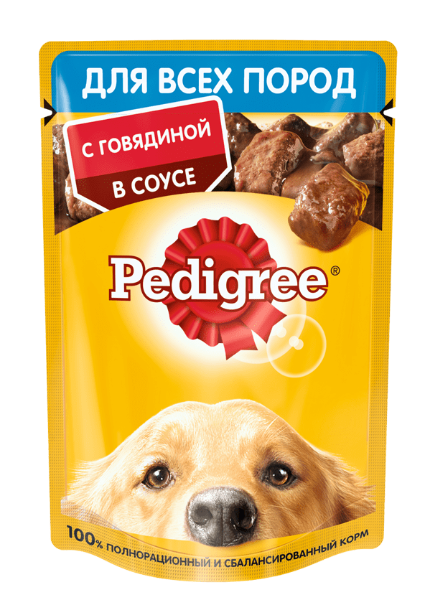 "Pedigree" Пауч  для взрослых собак всех пород говядина в соусе 85г