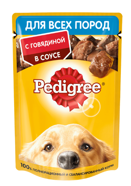 "Pedigree" Пауч для взрослых собак всех пород говядина в соусе 85г - фото 1 - id-p198543327