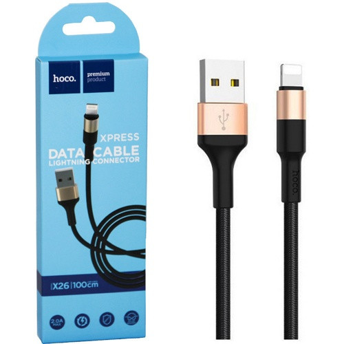 USB кабель Hoco X26 Xpress Lightning, длина 1,0 метр (Черный) - фото 3 - id-p198543645