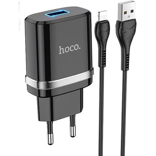 Зарядное устройство Hoco N1 Ardent 2.4A + кабель Lighting (Черный) - фото 1 - id-p198543647