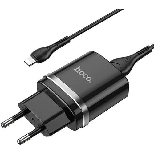 Зарядное устройство Hoco N1 Ardent 2.4A + кабель Lighting (Черный) - фото 2 - id-p198543647