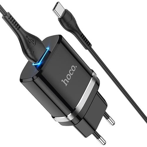 Зарядное устройство Hoco N1 Ardent 2.4A + кабель Type-С (Черный) - фото 3 - id-p198543649