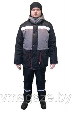 Куртка утеплённая "Комфорт"(черно-серая) - фото 1 - id-p198545244