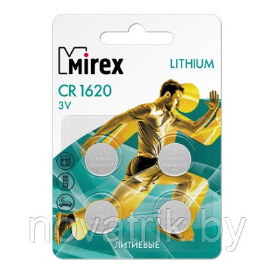 Батарейка литиевая Mirex CR1620 3V 4BP