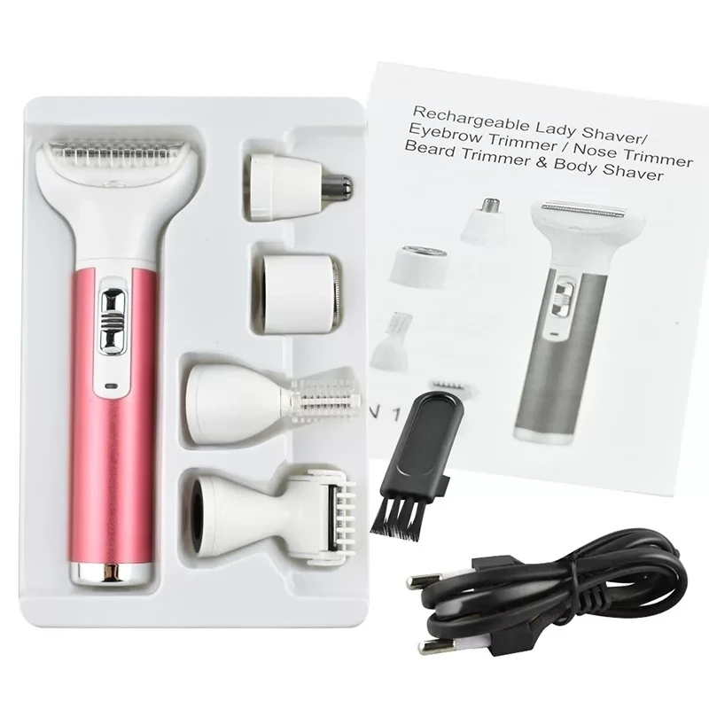 Женский набор для удаления волос 5 в 1 Portable Mini Shaver XD-3011 (триммер, эпилятор, бритва, уход за лицом) - фото 6 - id-p198556084