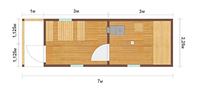 Баня из бруса готовая БН-09 7x2.4 2 отделения с крыльцом
