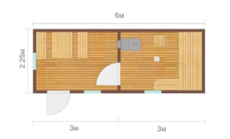 Баня из бруса готовая БН-08  6x2.4 2 отделения