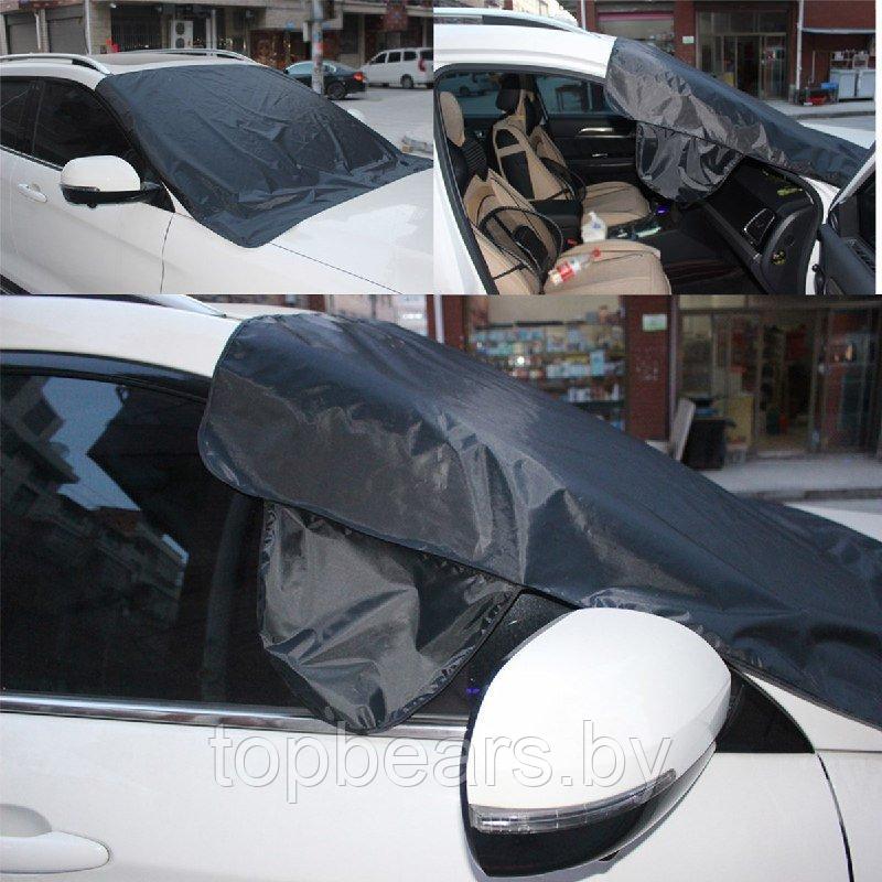 Защитный двухсторонний чехол / накидка с присосками на лобовое стекло Winter Windshield Cover 140 х 70 см - фото 8 - id-p198571303