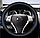 Оплетка - чехол на руль автомобиля классический, экокожа с перфорацией, М 37-39 см. Черный с синей строчкой, фото 3