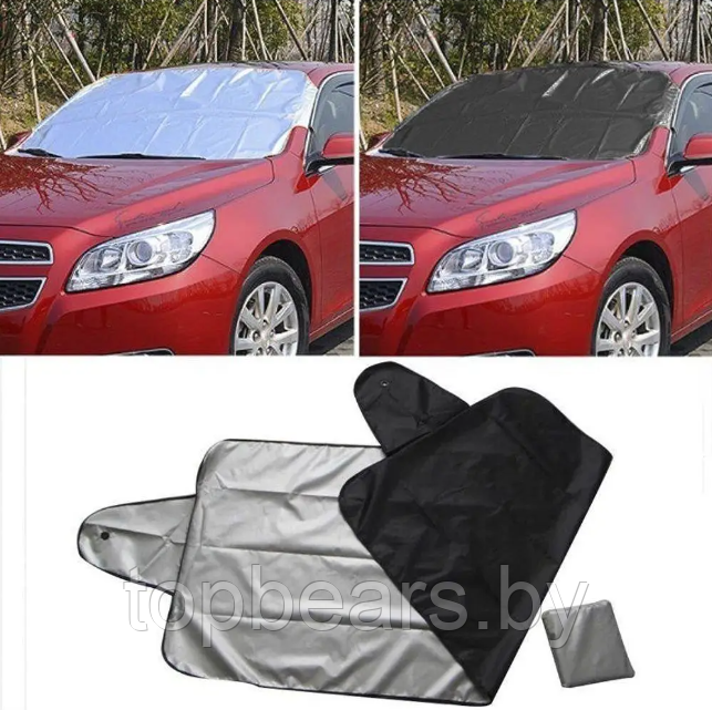 Защитный 2-сторонний чехол / накидка на магнитах на лобовое стекло Winter Windshield Cover 170 х 120 см - фото 3 - id-p198571325