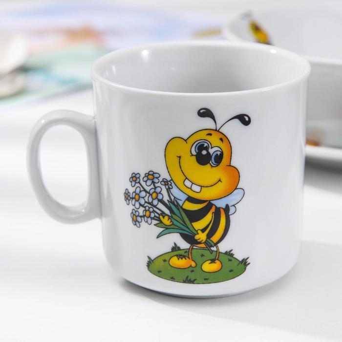 Набор посуды «Пчёлы», 3 предмета: кружка 200 мл, салатник 350 мл, тарелка мелкая d=16,5 см, рисунок МИКС - фото 2 - id-p198571605