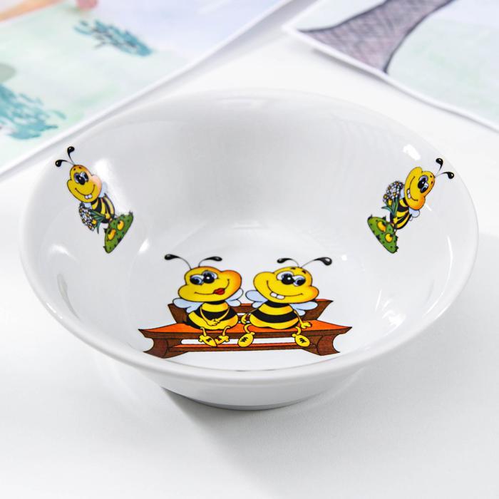Набор посуды «Пчёлы», 3 предмета: кружка 200 мл, салатник 350 мл, тарелка мелкая d=16,5 см, рисунок МИКС - фото 3 - id-p198571605