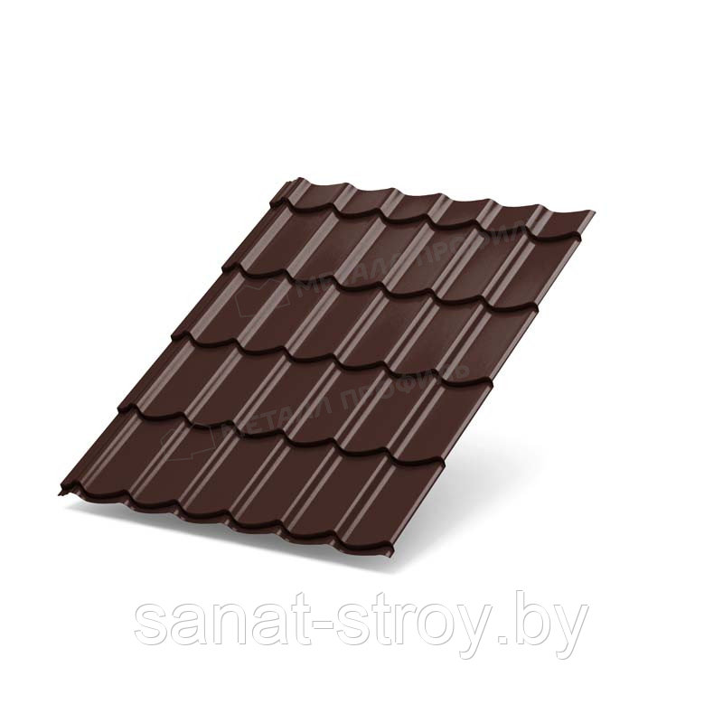 Металлочерепица МП Супермонтеррей (ПЭ-01-8017-0.4) RAL 8017 Коричневый шоколад