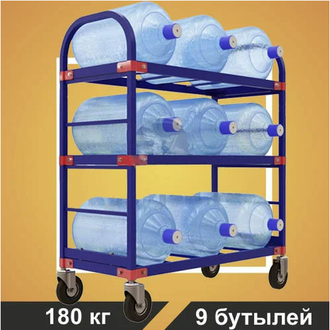 Тележка для перевозки 9-и баллонов воды RUSKLAD ТСВД 9 без колёс, фото 2