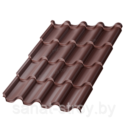 Металлочерепица МП Монтерроса-S NormanMP (ПЭ-01-8017-0.5) RAL 8017 Коричневый шоколад, фото 2