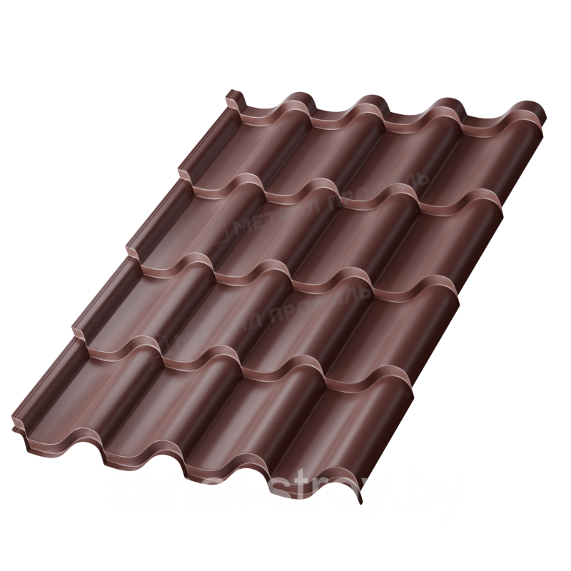 Металлочерепица МП Монтерроса-SL NormanMP (ПЭ-01-8017-0.5) RAL 8017 Коричневый шоколад