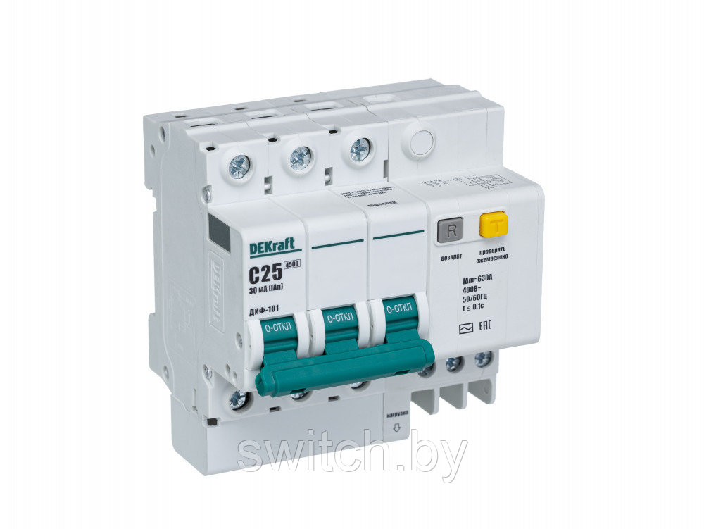 АВДТ 3Р 25А 30мА тип AC х-ка C ДИФ-101 4,5кА