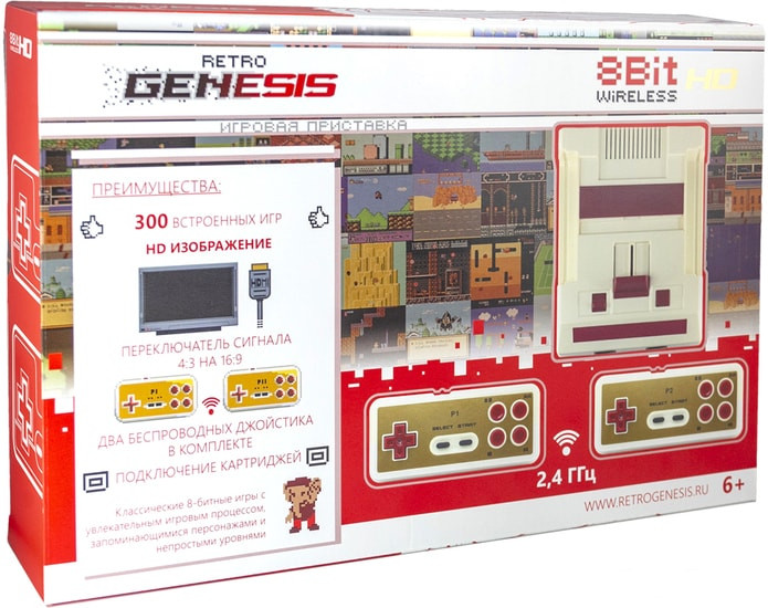 Игровая приставка Retro Genesis 8 Bit Wireless HD (2 геймпада, 300 игр) - фото 1 - id-p198588777